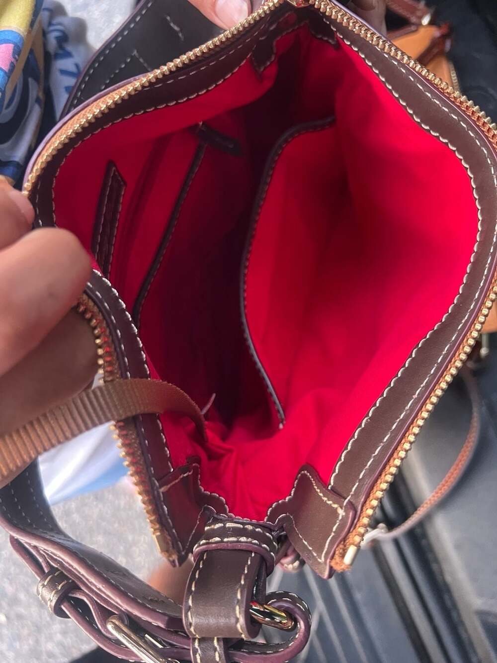 Dooney & Bourke Brown Leather Shoulder Bag with Pouch - Picture 5 of 5